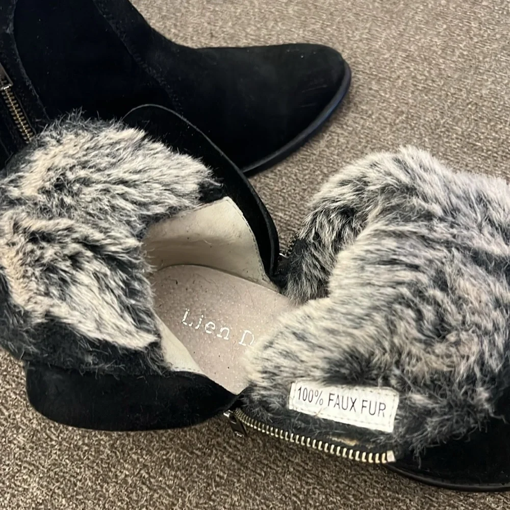 Anthropologie Lied‎ Do faux Fur Suede Ankle Boots  size 9